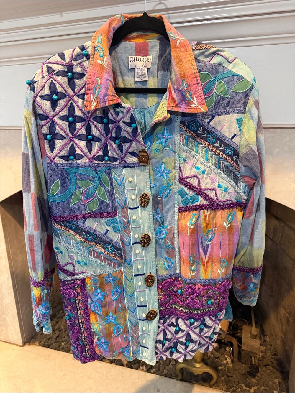 Anage Multicolor Embroidered Patchwork Jacket size medium